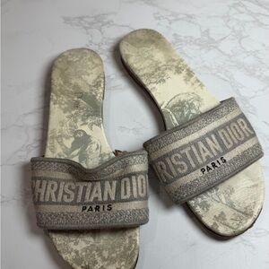Dior Christian Paris Gray Slide Sandals